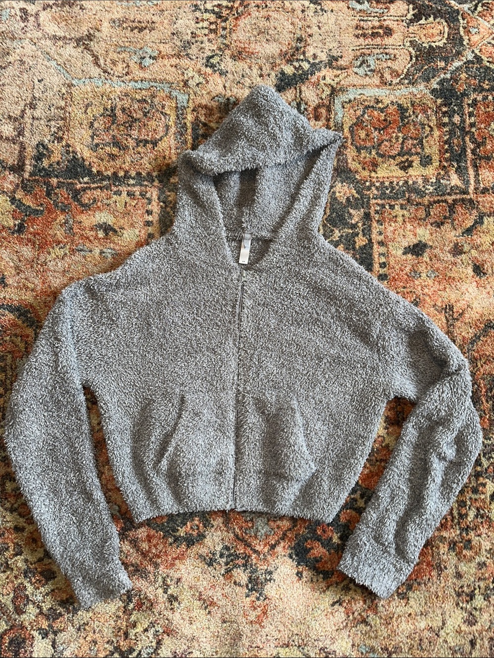 SKIMS Gray Teddy Zip Hoodie Jacket